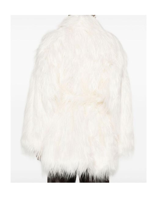 Entire studios White Belted Faux-Fur Coat
