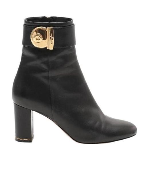 Ferragamo Black Fiamma High-Heeled Ankle Boots