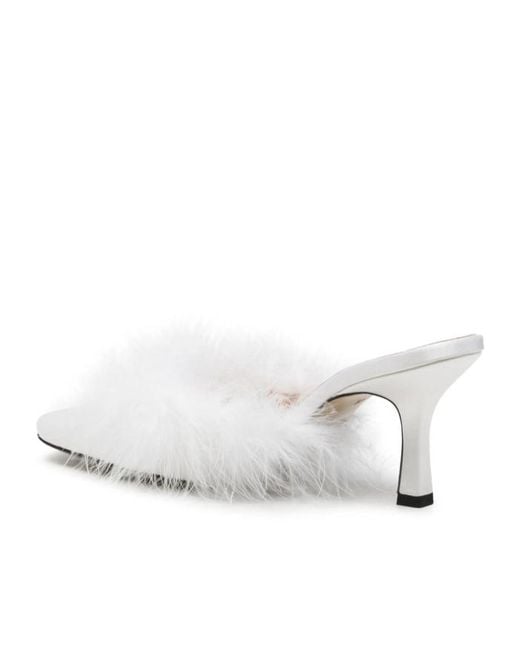 Mach & Mach White Slip-On High-Heeled Mules