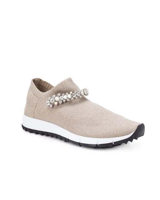 Jimmy Choo White Verona Metallic Knit Trainers