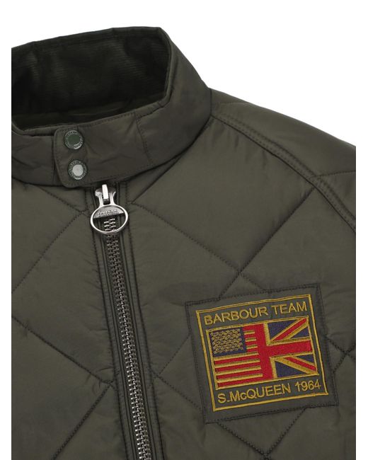Barbour Green Logo Patch Zip-Up Padded Jacket for men