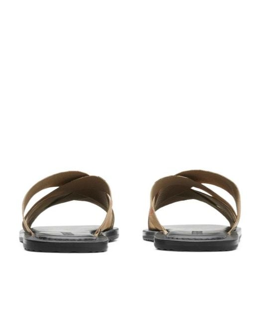 Burberry Brown Check Printed Slip-On Slides for men