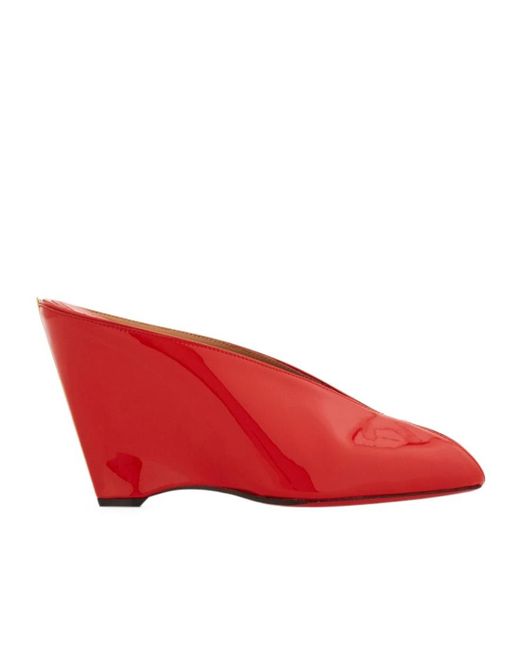 Ferragamo Red Peep Toe Mule