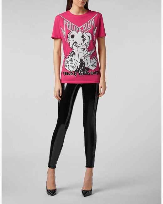 Philipp Plein Pink Logo Details T-Shirt