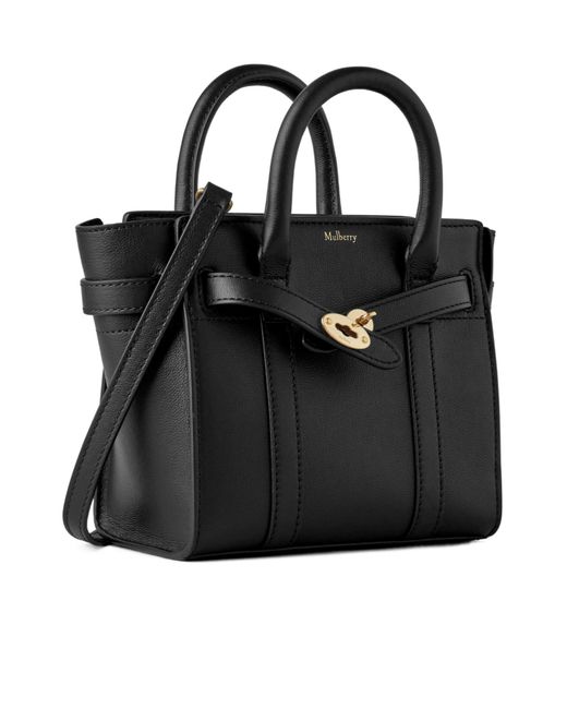 Mulberry Black Bayswater Logo Stamped Micro Crossbody Bag