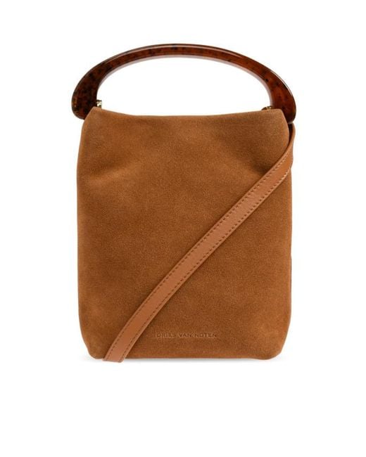 Dries Van Noten Brown Logo-Embellished Shoulder Bag