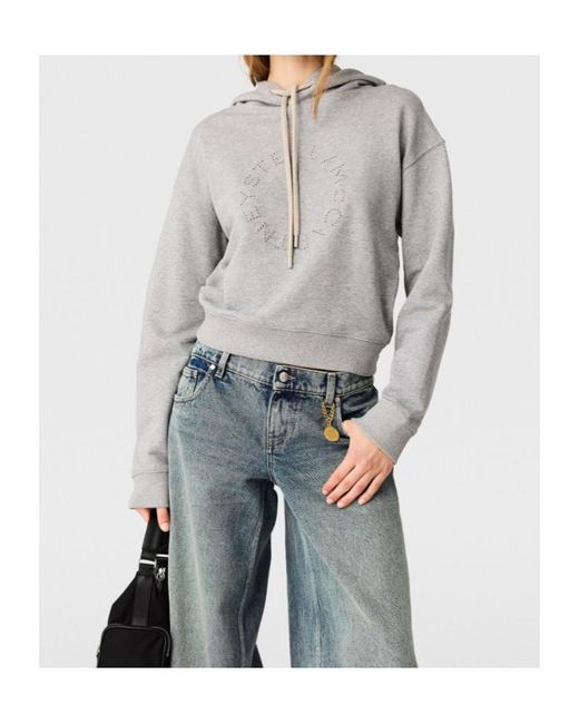 Stella McCartney Gray Melange Logo-Embroidered Cropped Hoodie for men