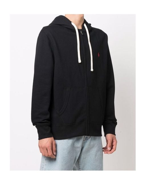 Polo Ralph Lauren Blue Logo Embroidered Zipped Hoodie for men