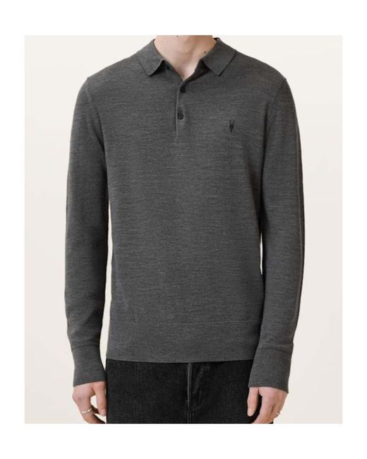 AllSaints Gray Long-Sleeve Polo Shirt for men