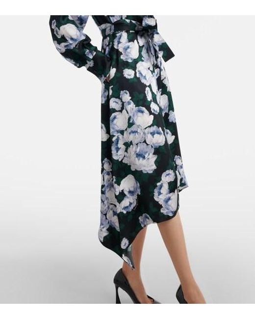 Stella McCartney White Floral Tie-Neck Satin Midi Dress
