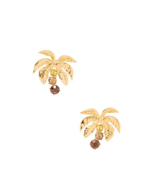 Oscar de la Renta Metallic Palm Tree Crystal-Embellished-Tone Clip Earrings