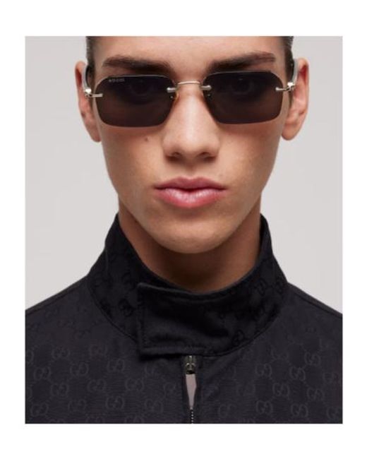 Gucci White Rectangular-Frame Sunglasses for men