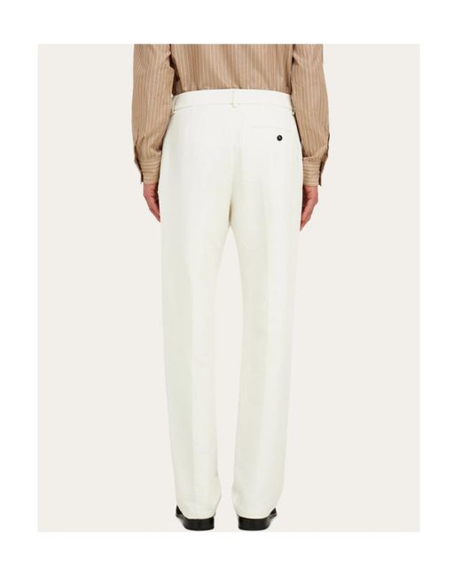 Ferragamo White Ferragamo Tailored Straight-Leg Pants for men