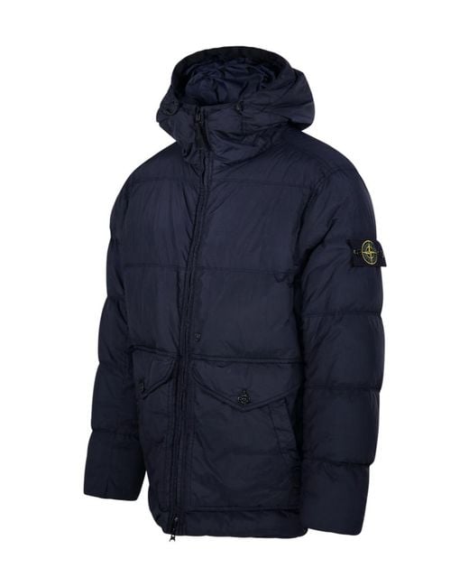 Stone Island Blue Hooded Puffer Jacket for men
