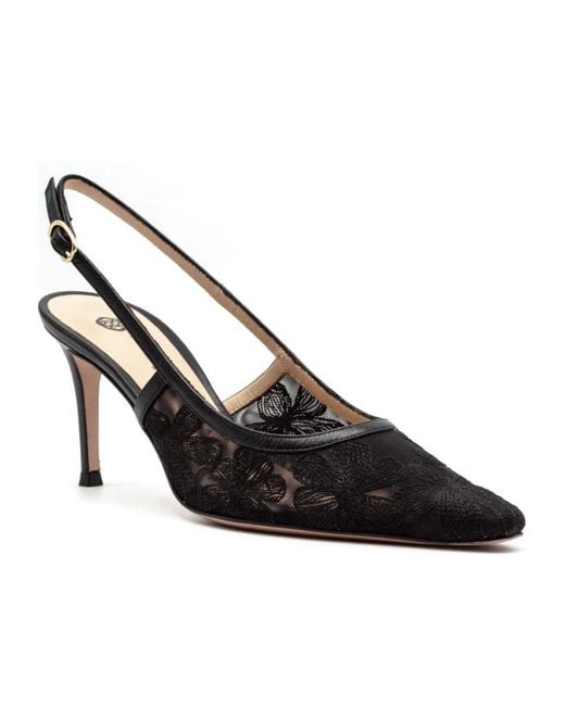 Roberto Festa Black Gameorleans Lace Slingback Pumps