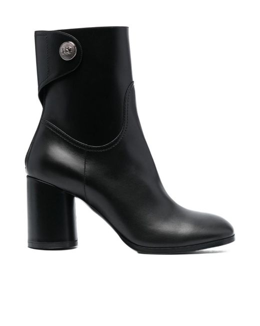 Casadei Black 90Mm Block-Heel Leather Boots