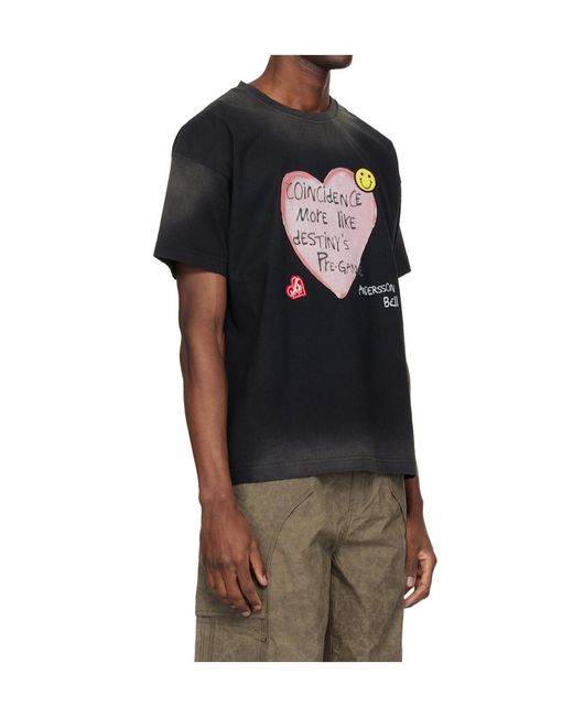 ANDERSSON BELL Black Heart-Shaped T-Shirt for men