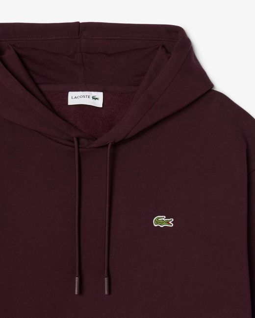 Lacoste Purple Logo-Patch Drawstring Hoodie for men