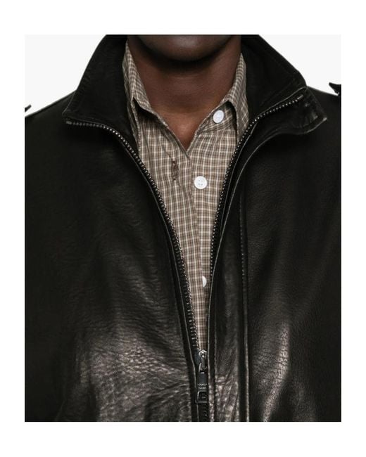 Giorgio Brato Black Long-Sleeve Leather Jacket