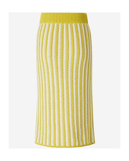 Fabiana Filippi Yellow Striped Knitted Drawstring Midi Skirt