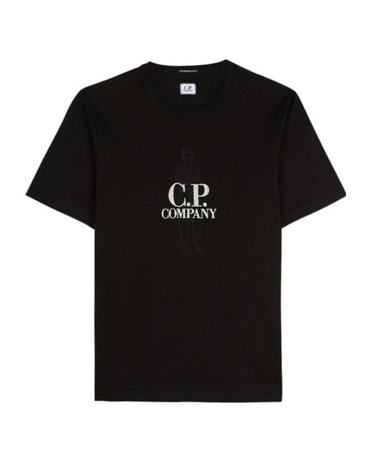 C P Company Black Logo Graphic T-Shirt for men