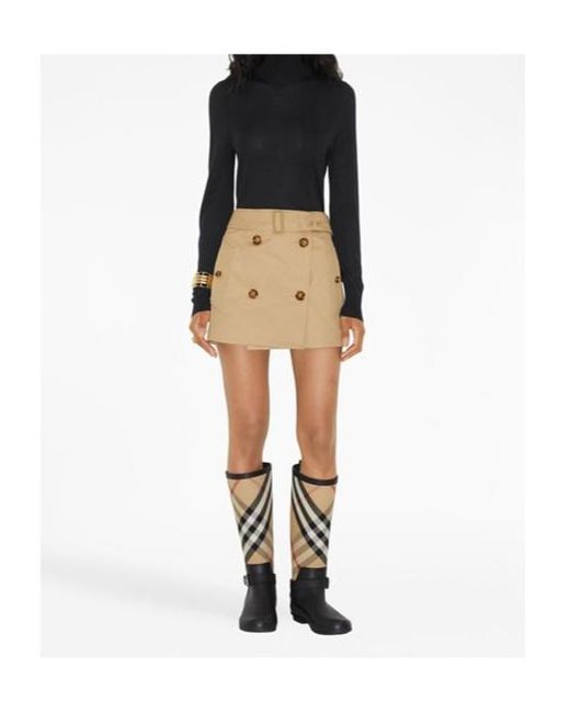 Burberry Natural Belted-Waist Mini Skirt