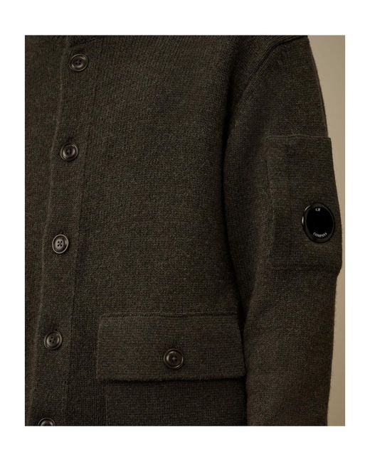 C P Company Green Lens Detailed Turtleneck Cardigan for men