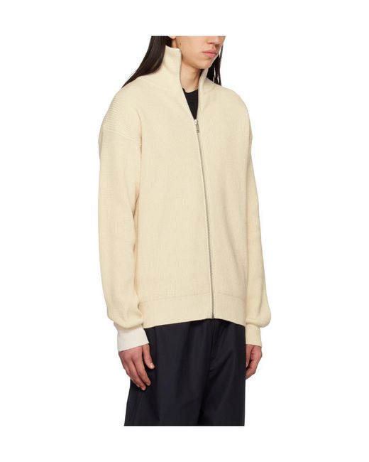 Jil Sander Natural Zip-Up Knitted Cardigan for men