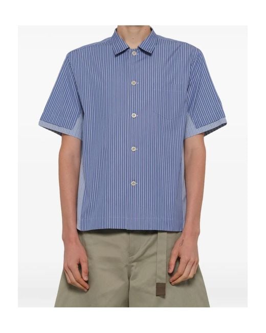 Sacai Blue Short-Sleeved Shirt for men