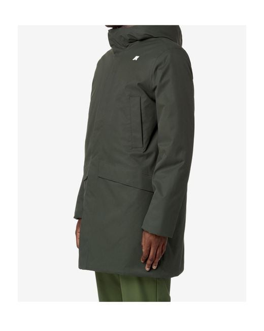 K-Way Green Logo Waterproof Jacket for men