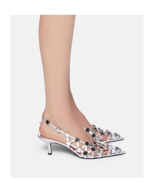 The Attico White The Grid Slingback Pumps