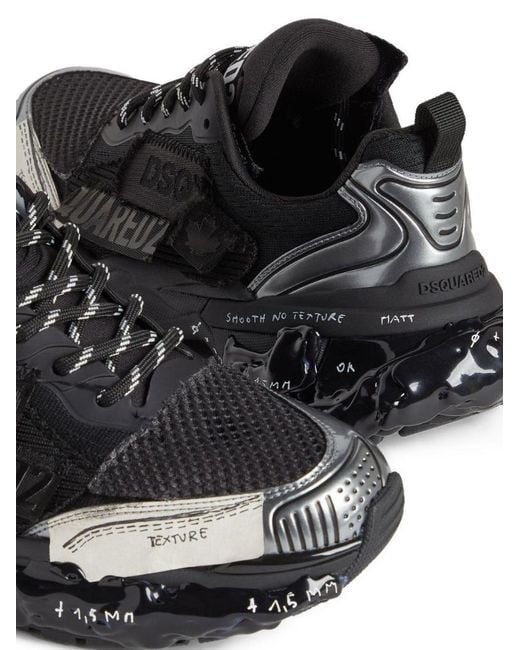 DSquared² Black Logo-Patch Lace-Up Sneakers for men