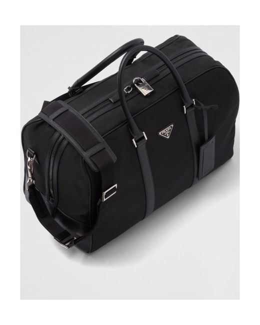 Prada Black Logo Plaque Zipped Travel Bag for men