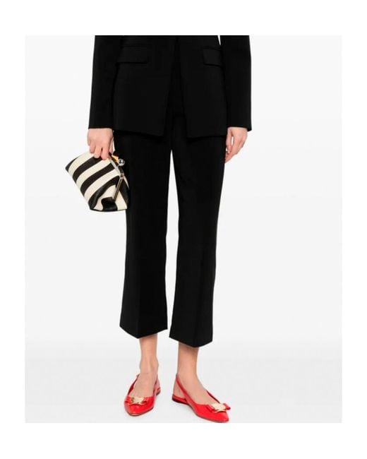 Patrizia Pepe Black Crepe Cropped Trousers