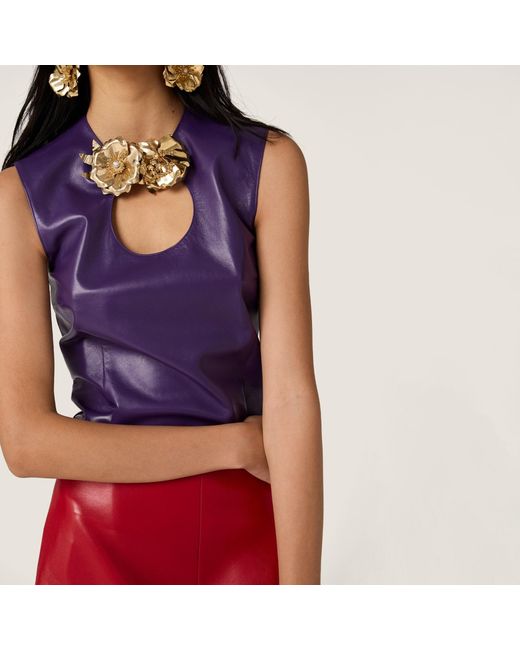Miu Miu Purple Leather Top