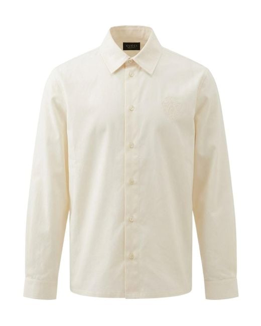 Gucci White Collared Long-Sleeve Shirt for men