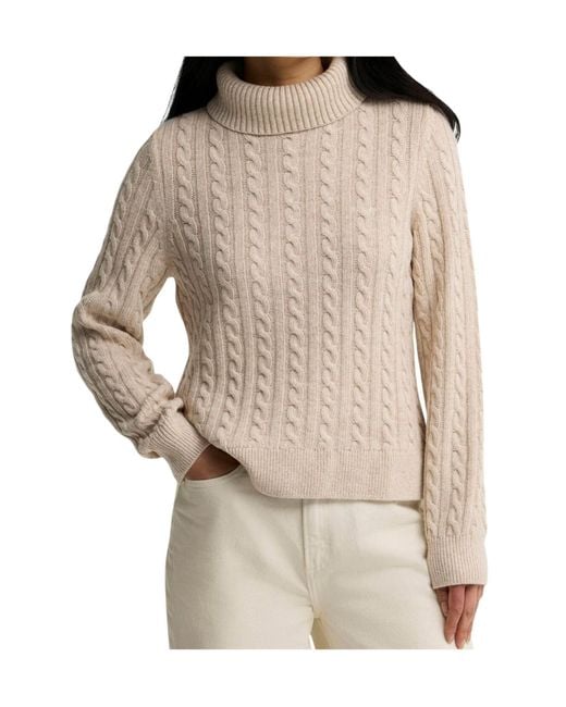Barbour Natural Cableknit Turtleneck Sweater
