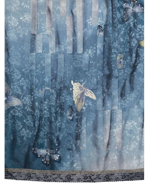 Pierre Louis Mascia Blue Cialda Floral-Print Scarf
