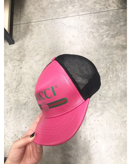 Gucci Pink Logo Print Baseball Cap