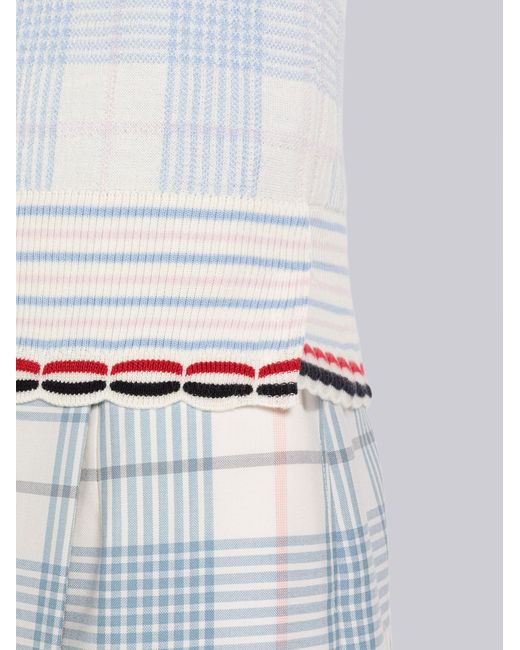 Thom Browne White Check-Pattern Knitted Top