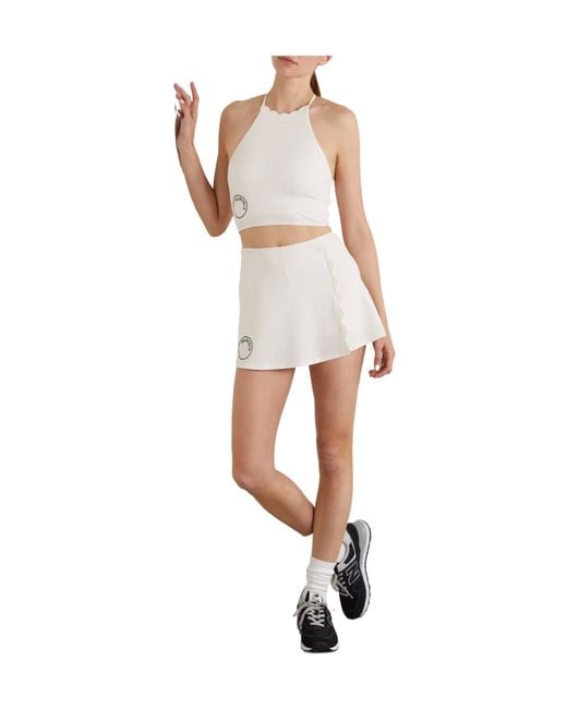 Marysia Swim White Steffi Scalloped Stretch Recycled-Seersucker Sports Bra