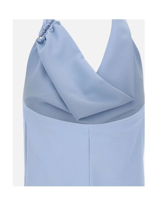 Kaos Blue Draped Halterneck Top