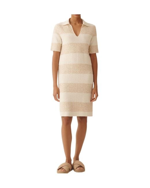 Fabiana Filippi Natural Striped Polo Midi Dress