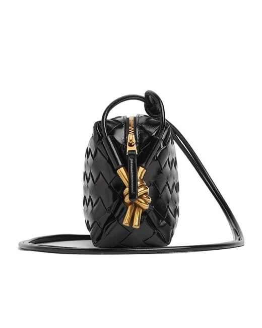Bottega Veneta Black Mini Leather Loop Camera Bag