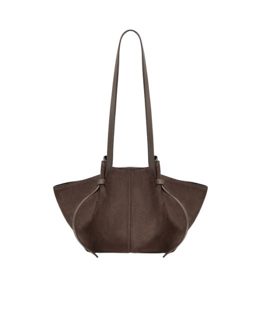 Yuzefi Brown Mochi Drawstring Shoulder Bag