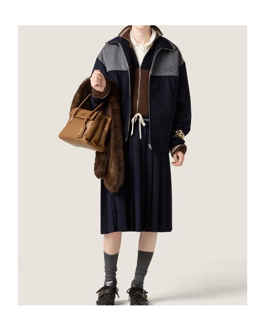 Miu Miu Blue Wool-Cashmere Bomber Jacket