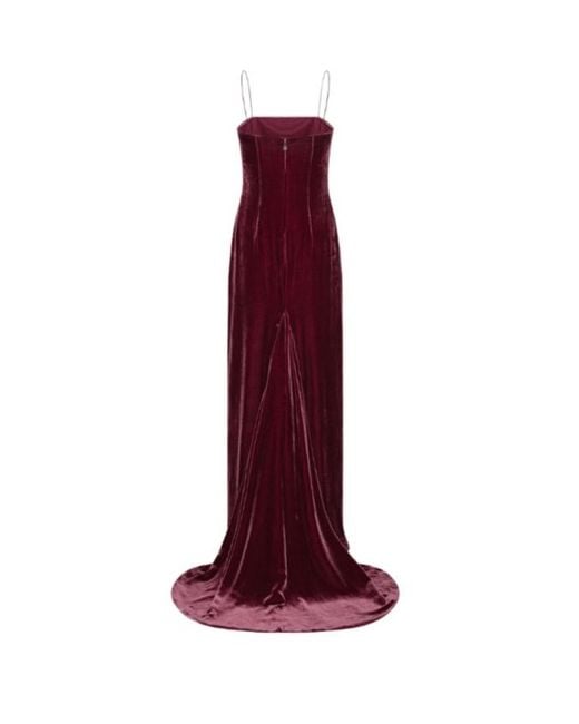 ROTATE BIRGER CHRISTENSEN Red Silk Velvet Strap Dress