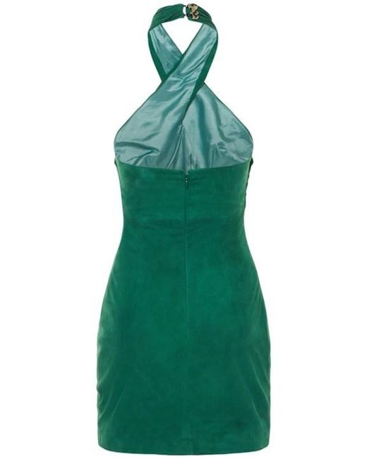 GIUSEPPE DI MORABITO Green Suede Halter Neck Mini Dress