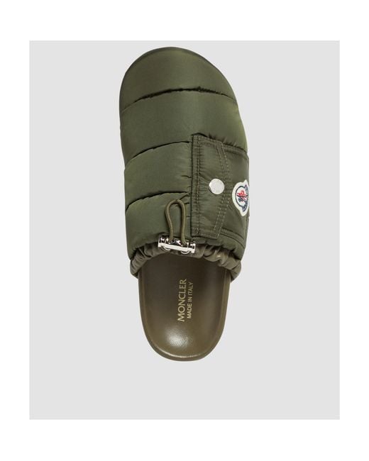 Moncler Green Mon Pocket Padded Leather Mules