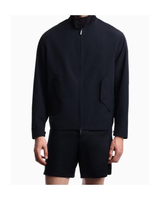 Emporio Armani Blue Blouson Jacket With High Collar And Angled Flap Pockets for men